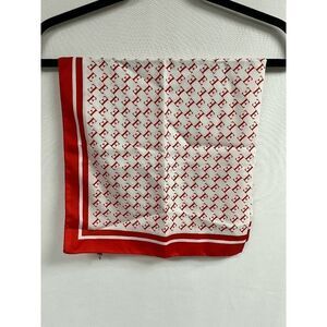 Womens Silk Lightweight Scarf Shawl Red White 100% Polyester Made in Italy